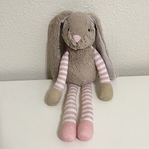 Manhattan Toy Co Twiggies Jilly Plush Bunny Rabbit Tan Pink White Striped 16"